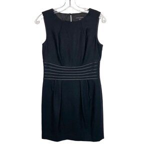 Banana Republic Black Wool Career Sheath Mini Dress Size 6 Silk waist trim